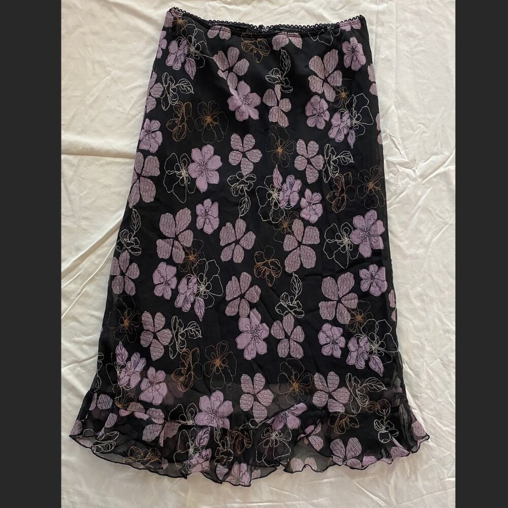 Believe Purple, Black, and Bronze Floral Skirt